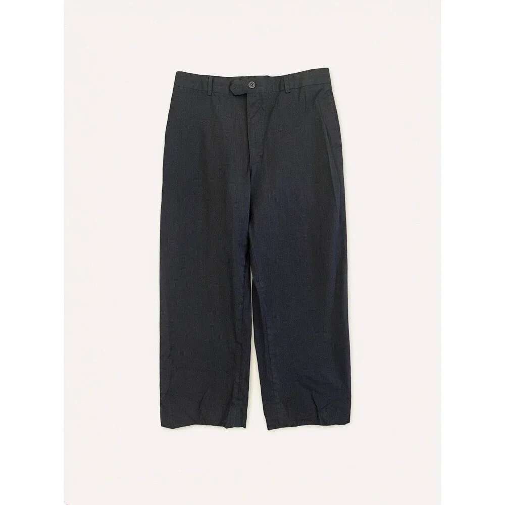 Pronto Uomo 36 Weights Black 100% Wool Flat Front Dress Mens Pants